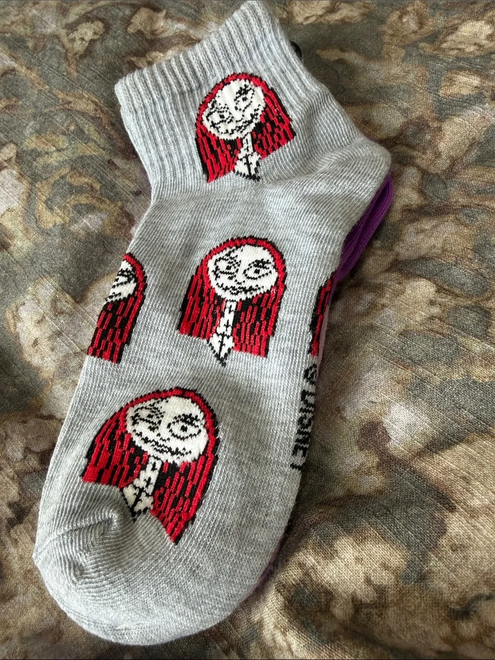 Disney Purple and Light Purple Jack Skellington Argyle and Grey Sally Kids Socks